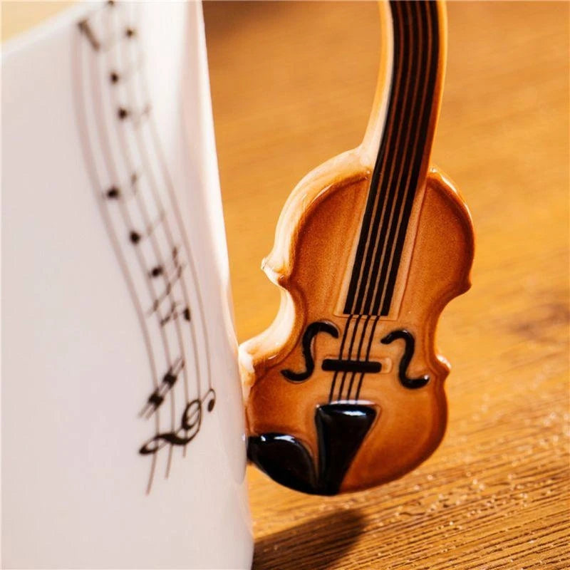 Ceramic Cup Music Creative Water Cup Musical Note Mug Gift Coffee Cup Musical Instrument Handle