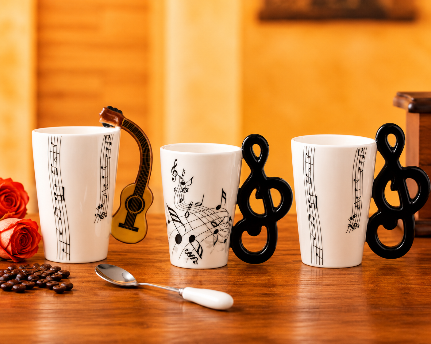 Ceramic Cup Music Creative Water Cup Musical Note Mug Gift Coffee Cup Musical Instrument Handle