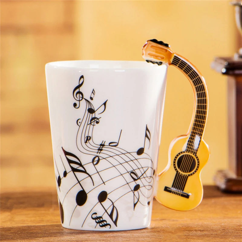 Ceramic Cup Music Creative Water Cup Musical Note Mug Gift Coffee Cup Musical Instrument Handle