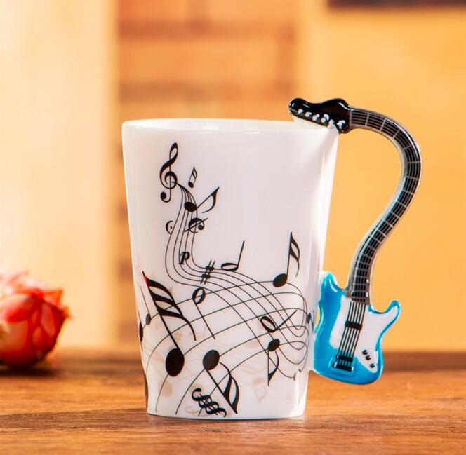 Ceramic Cup Music Creative Water Cup Musical Note Mug Gift Coffee Cup Musical Instrument Handle