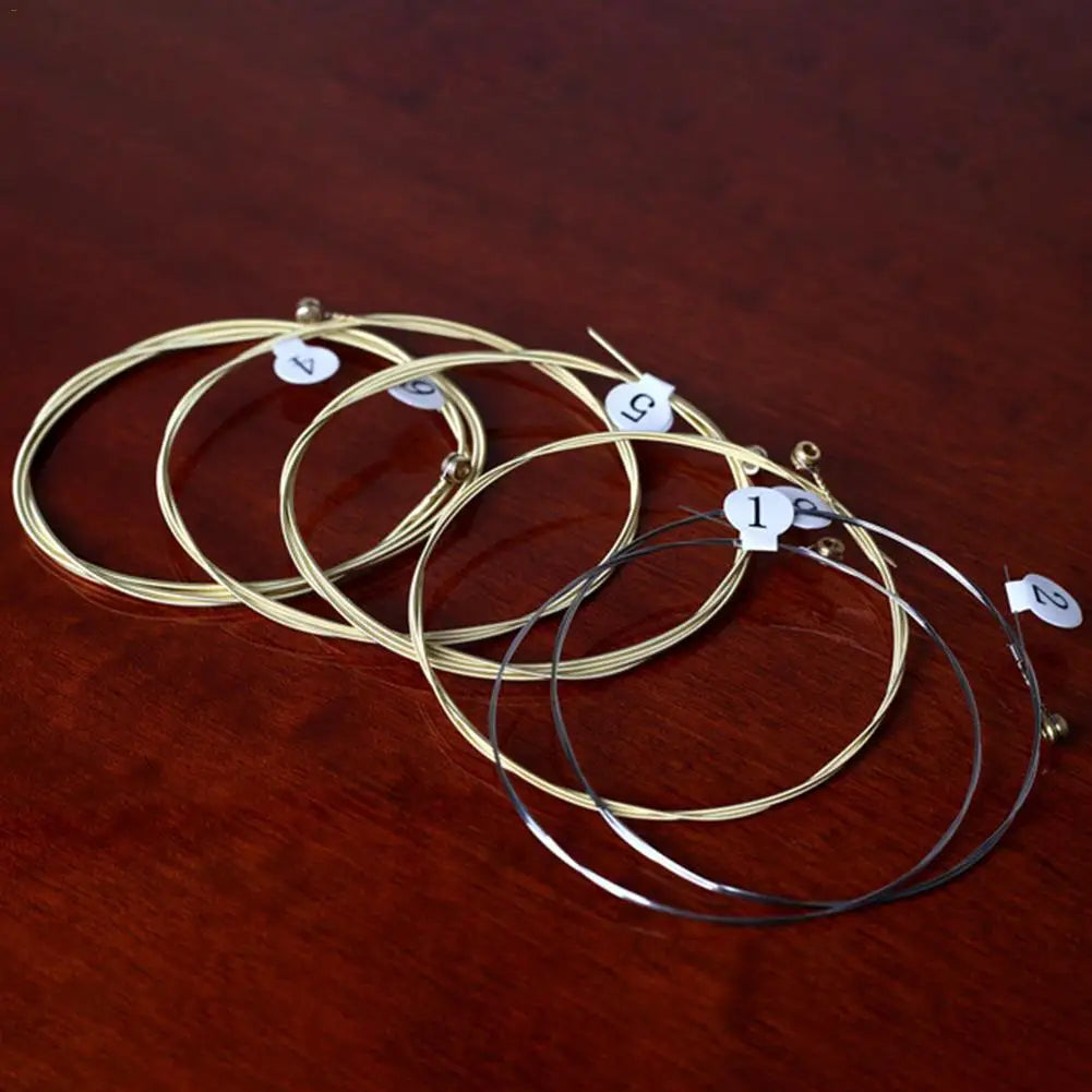 6pcs/set Universal Acoustic Guitar String Brass Hexagonal Steel Core