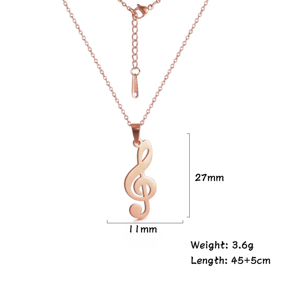 Skyrim Music Necklace Score Note Treble Chain Musical Symbol G Clef Gift For Woman Man Stainless Steel Jewelry Wholesale New