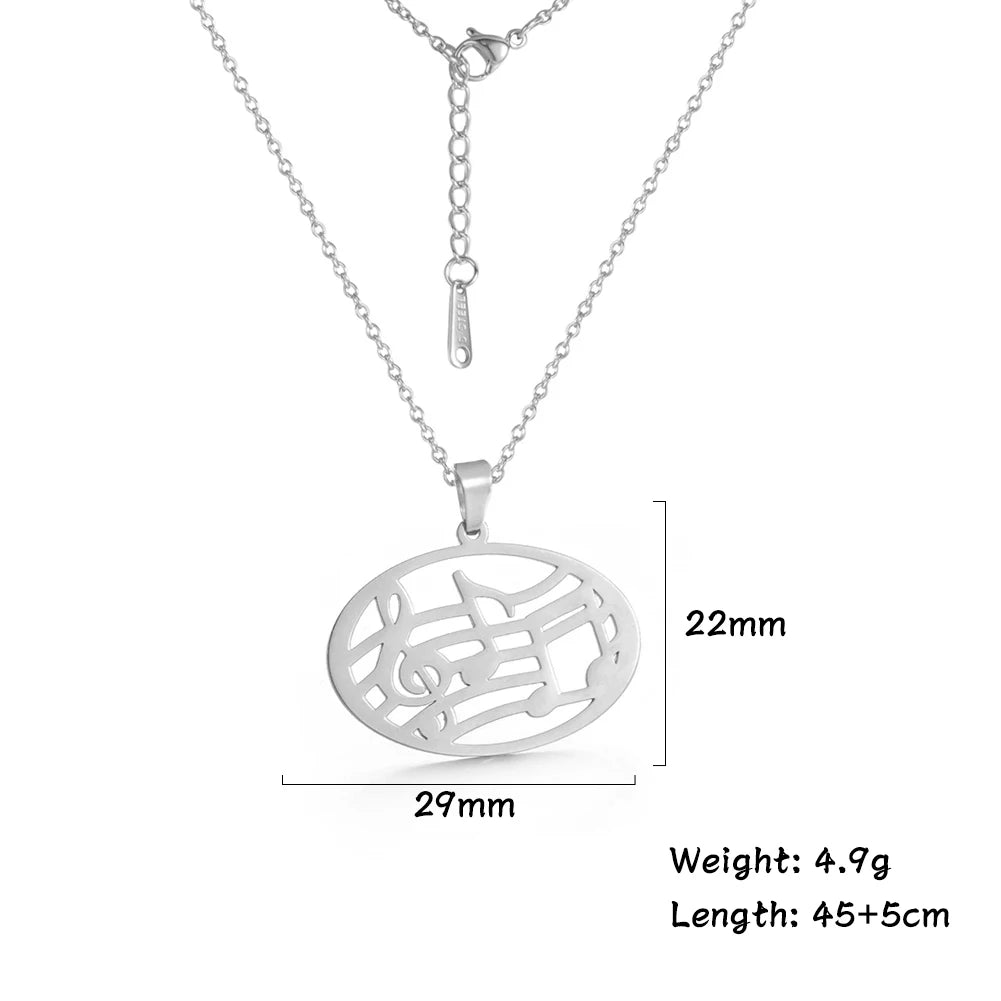 Skyrim Music Necklace Score Note Treble Chain Musical Symbol G Clef Gift For Woman Man Stainless Steel Jewelry Wholesale New