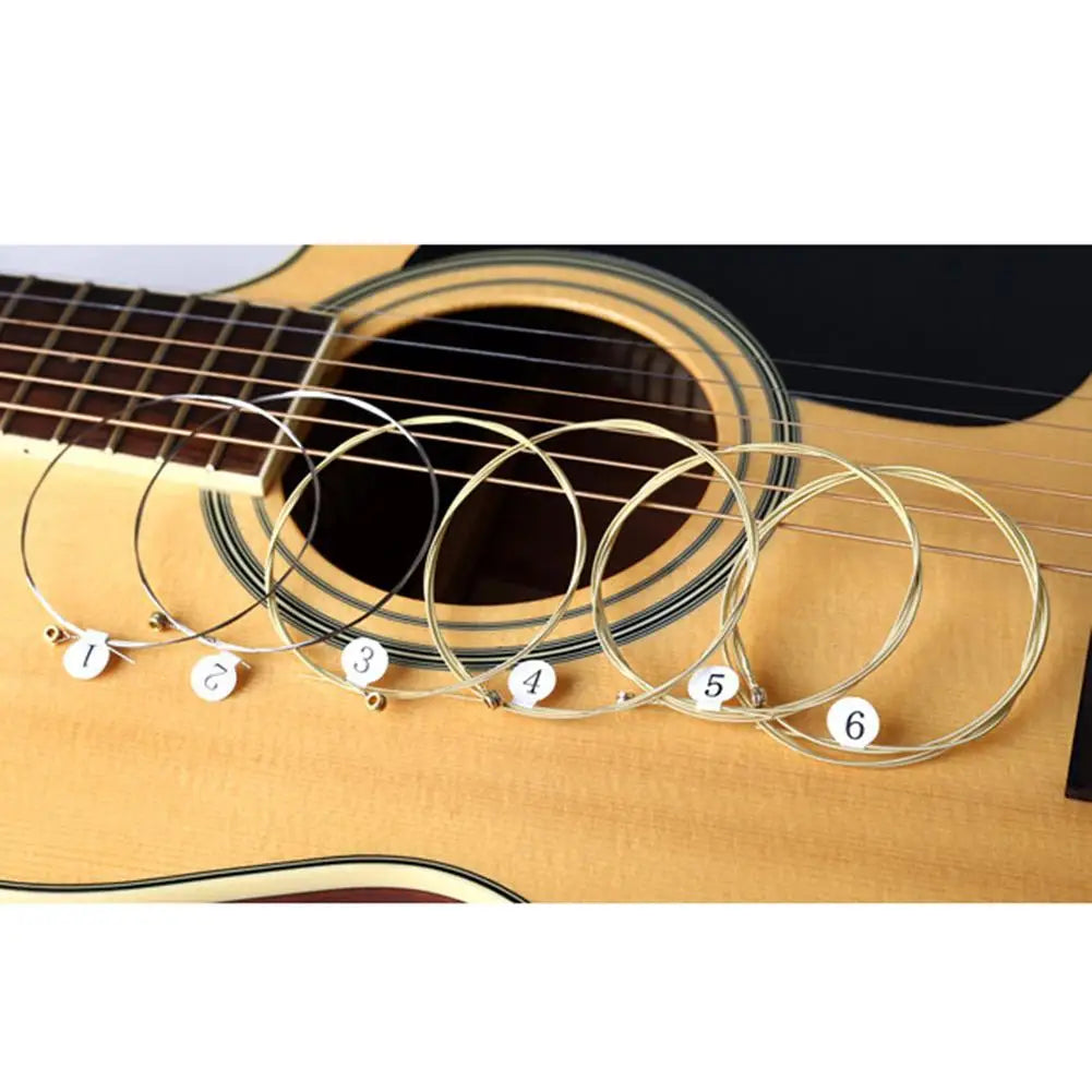 6pcs/set Universal Acoustic Guitar String Brass Hexagonal Steel Core