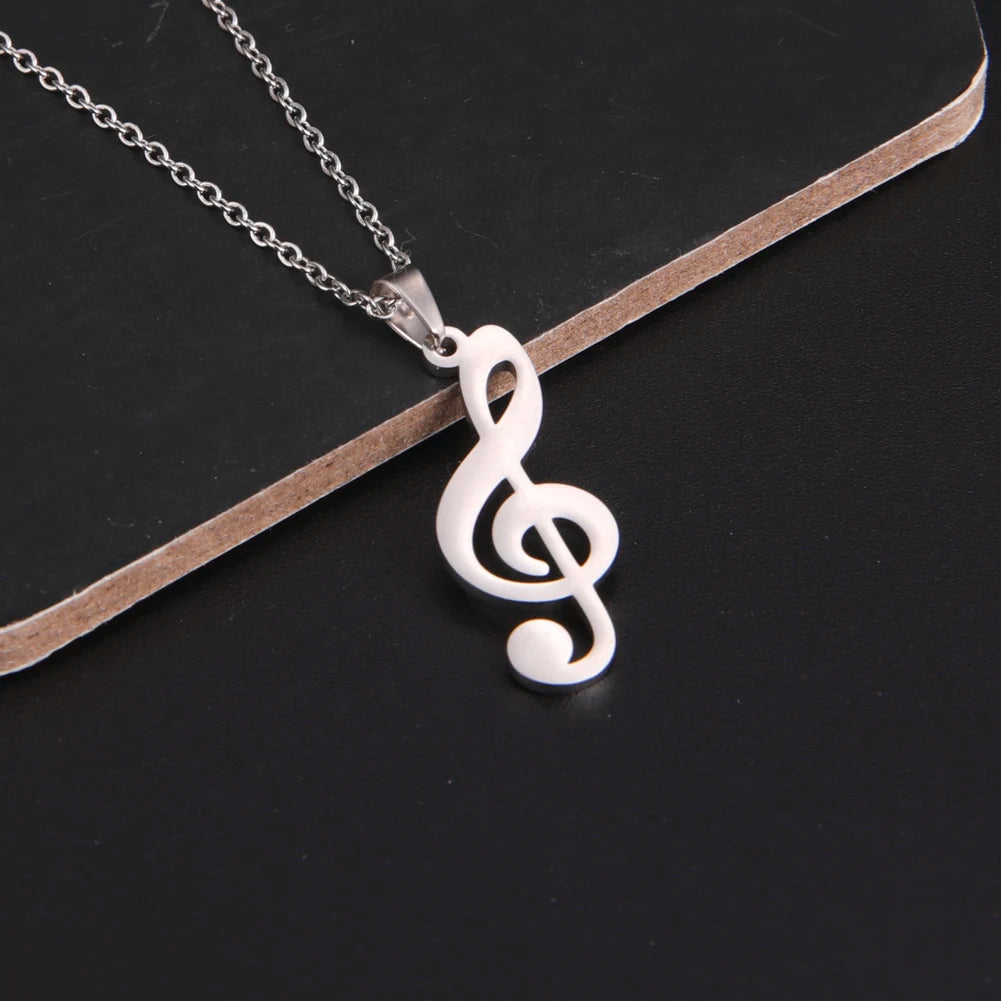 Skyrim Music Necklace Score Note Treble Chain Musical Symbol G Clef Gift For Woman Man Stainless Steel Jewelry Wholesale New