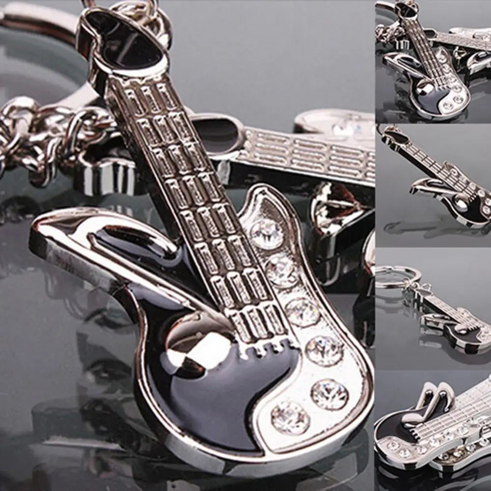 Vintage Guitar Pendant Keychain: Mini Music Instrument Keychain Gift