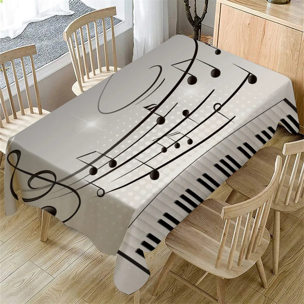 Piano Music Rectangular Tablecloth Dining Home Decoration Linen Anti-Stain Tablecloth