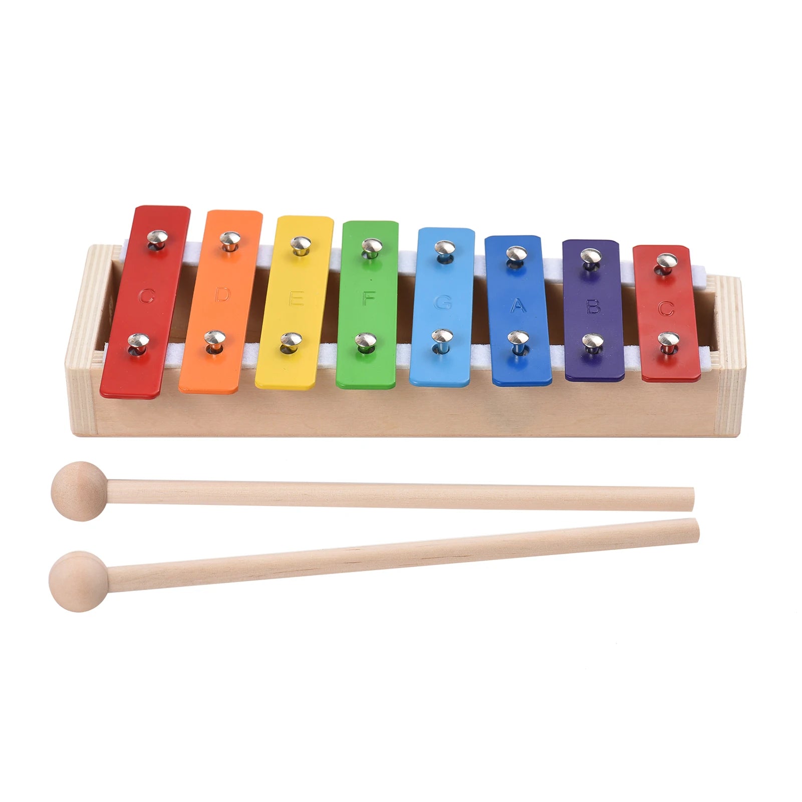Percussion Musical Instrument 8 Keys Compact Size Xylophone Glockenspiel with Wooden Mallets