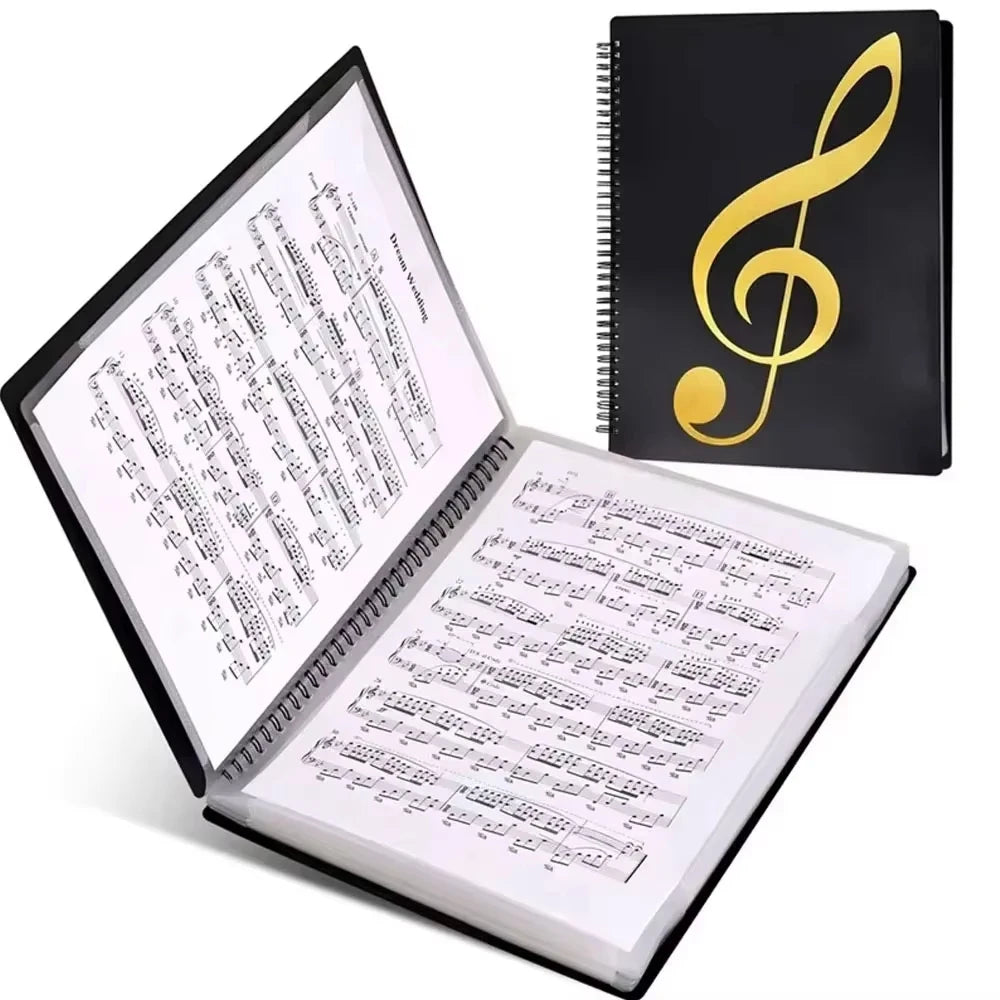 Sheet Music Folder, 40/60 Pages, Sheet Music/Holder, Fits Letter Size A4, Writable & Detachable, Waterproof Sheet Music Organizer for Musicians Students (Black)