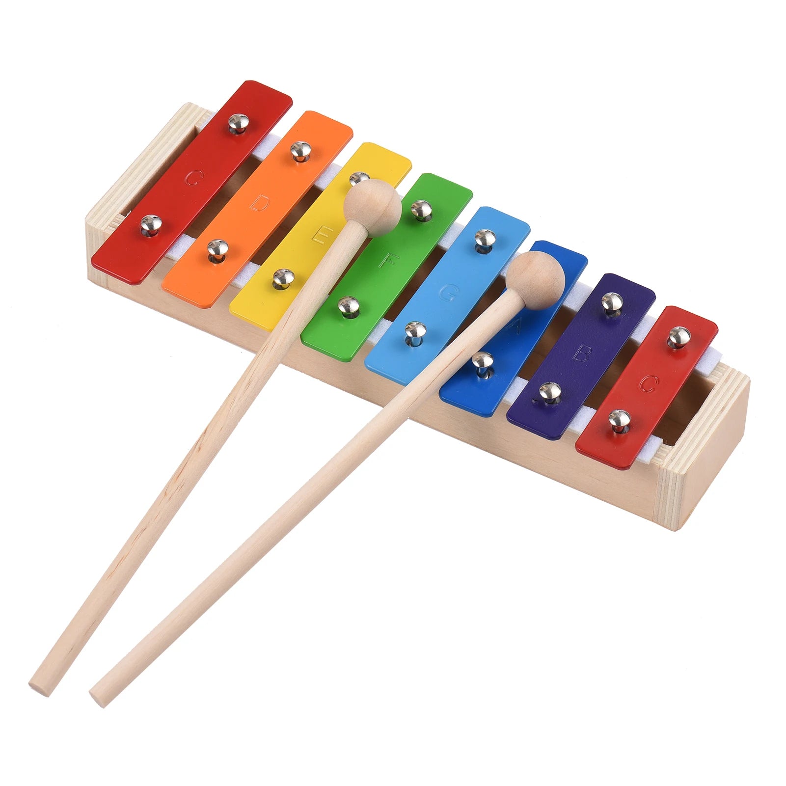 Percussion Musical Instrument 8 Keys Compact Size Xylophone Glockenspiel with Wooden Mallets