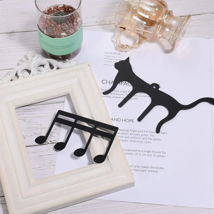 Metal Music Book Clips Sheet Music Holder Chips for Sheet Stands Cute Cat Shaped Metal Music Bookmark for Piano Book Keyboard