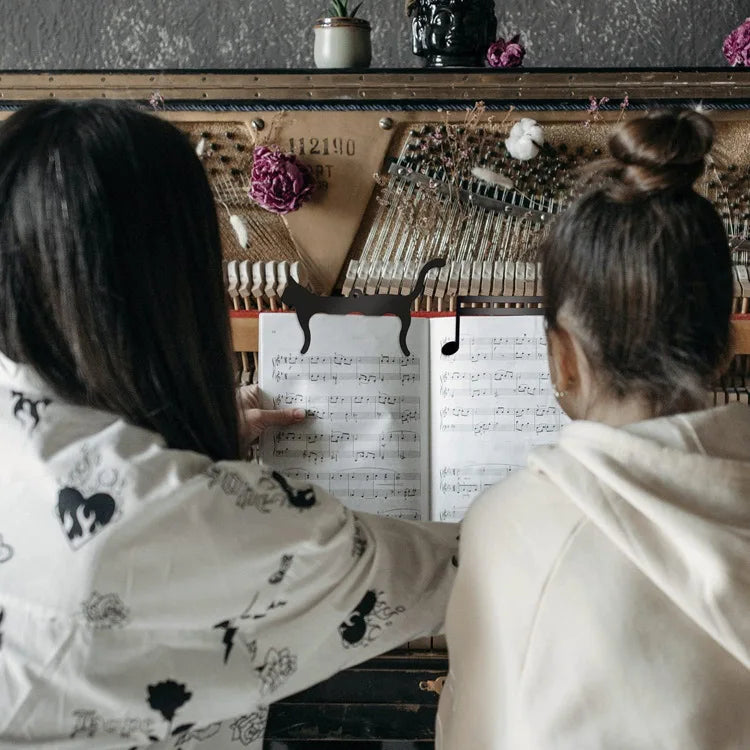 Metal Music Book Clips Sheet Music Holder Chips for Sheet Stands Cute Cat Shaped Metal Music Bookmark for Piano Book Keyboard