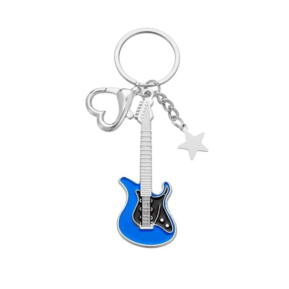 Creative Mini Musical Instruments Guitar Keychain Multi-Color Rhinestone Car Handbag Phone Case Pendent Gift