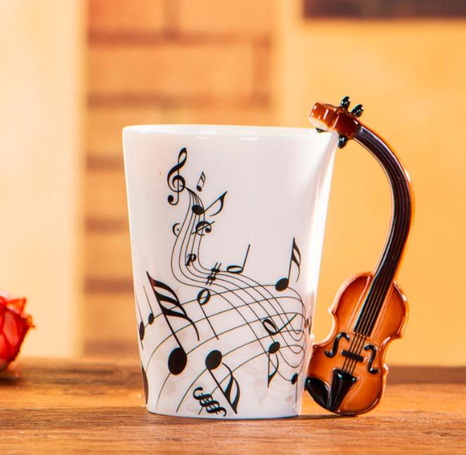 Ceramic Cup Music Creative Water Cup Musical Note Mug Gift Coffee Cup Musical Instrument Handle