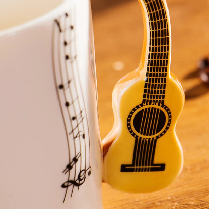Ceramic Cup Music Creative Water Cup Musical Note Mug Gift Coffee Cup Musical Instrument Handle
