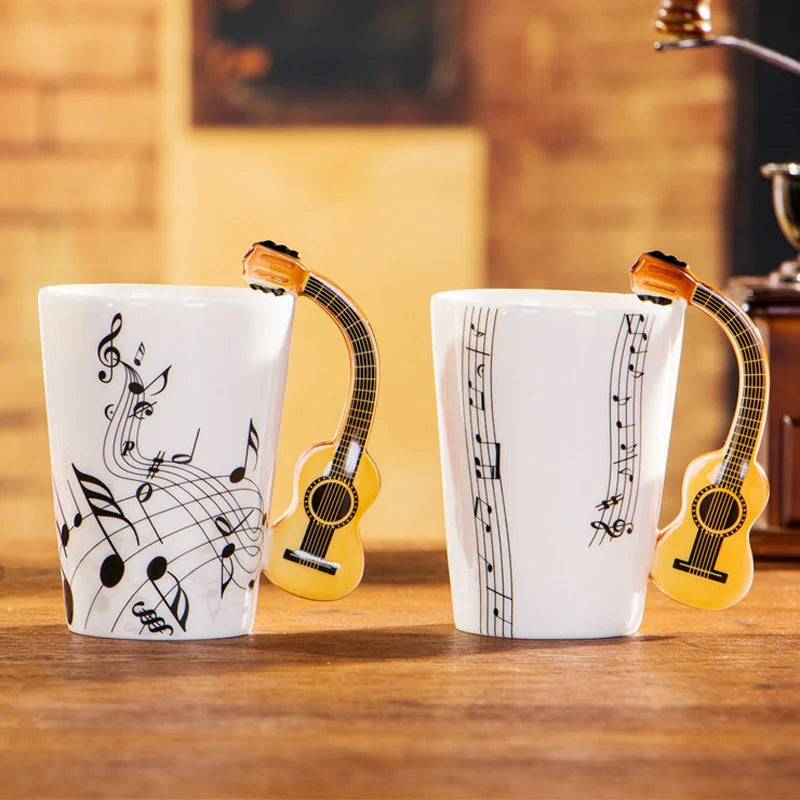 Ceramic Cup Music Creative Water Cup Musical Note Mug Gift Coffee Cup Musical Instrument Handle