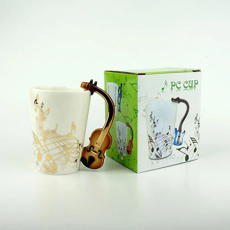 Ceramic Cup Music Creative Water Cup Musical Note Mug Gift Coffee Cup Musical Instrument Handle