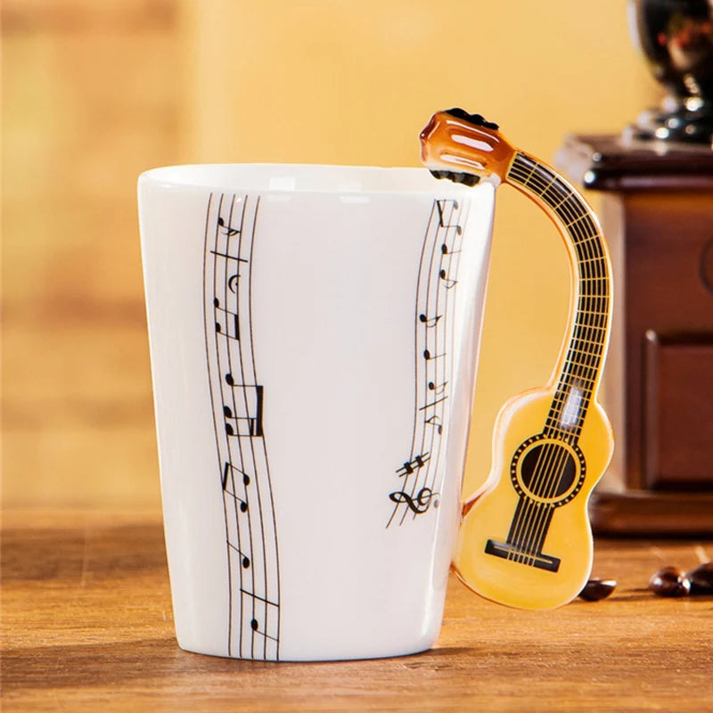 Ceramic Cup Music Creative Water Cup Musical Note Mug Gift Coffee Cup Musical Instrument Handle