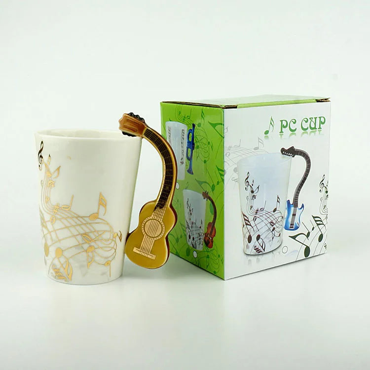 Ceramic Cup Music Creative Water Cup Musical Note Mug Gift Coffee Cup Musical Instrument Handle