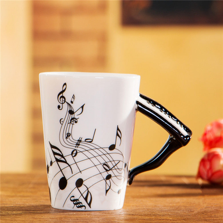 Ceramic Cup Music Creative Water Cup Musical Note Mug Gift Coffee Cup Musical Instrument Handle