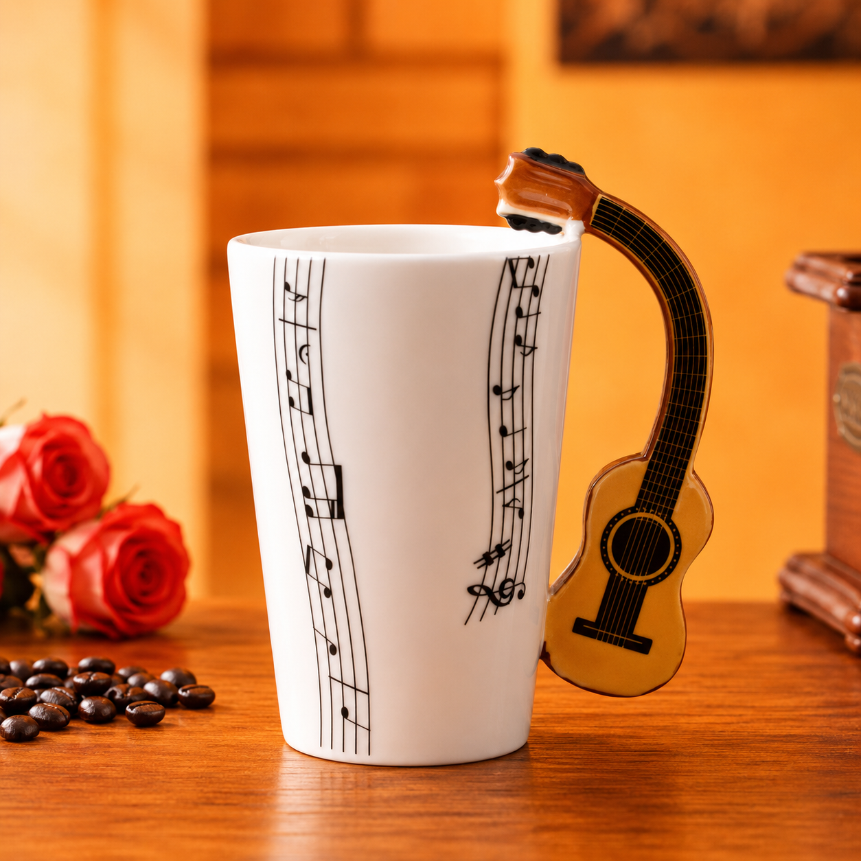 Ceramic Cup Music Creative Water Cup Musical Note Mug Gift Coffee Cup Musical Instrument Handle