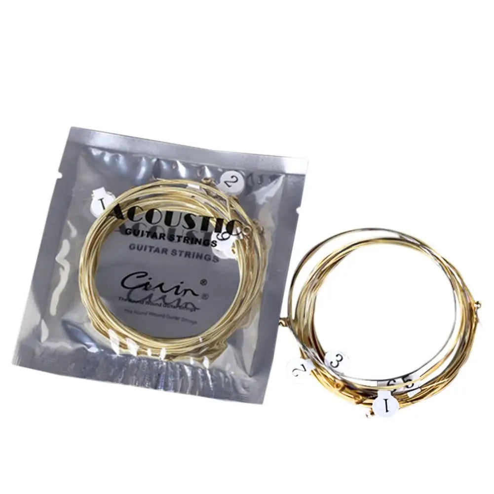 6pcs/set Universal Acoustic Guitar String Brass Hexagonal Steel Core