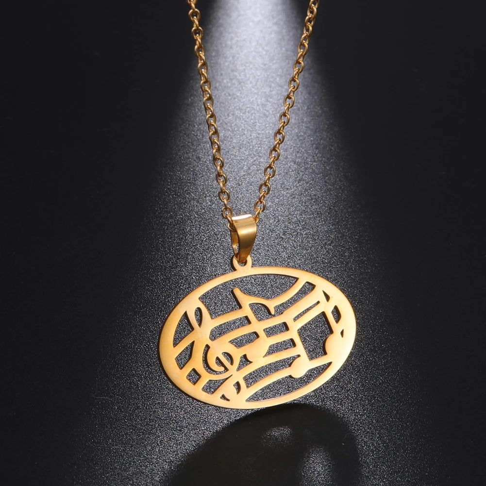 Skyrim Music Necklace Score Note Treble Chain Musical Symbol G Clef Gift For Woman Man Stainless Steel Jewelry Wholesale New