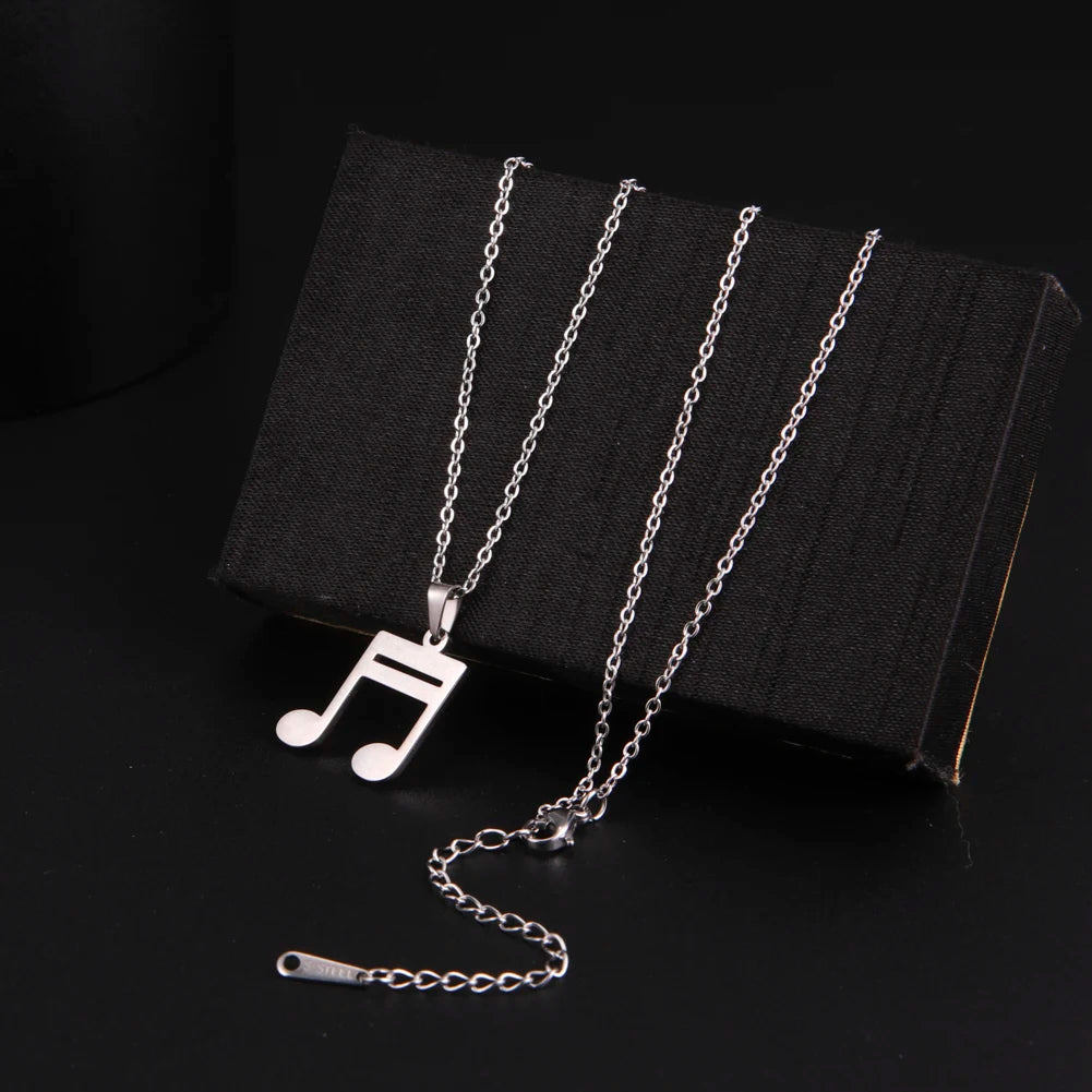 Skyrim Music Necklace Score Note Treble Chain Musical Symbol G Clef Gift For Woman Man Stainless Steel Jewelry Wholesale New