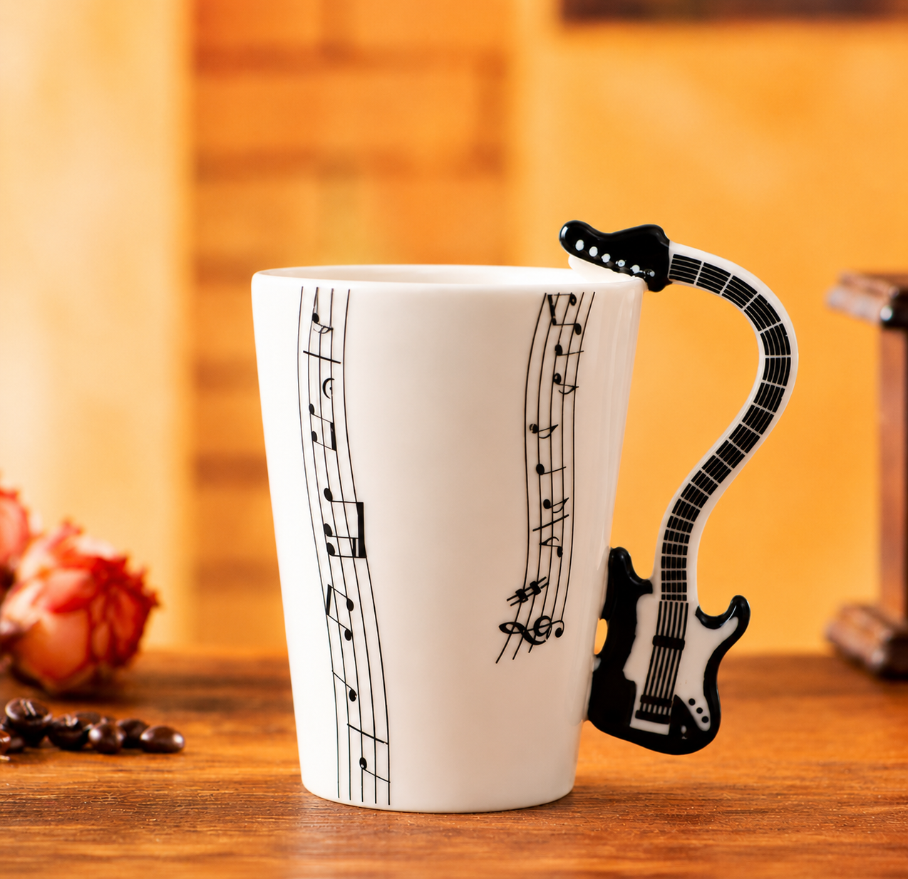 Ceramic Cup Music Creative Water Cup Musical Note Mug Gift Coffee Cup Musical Instrument Handle