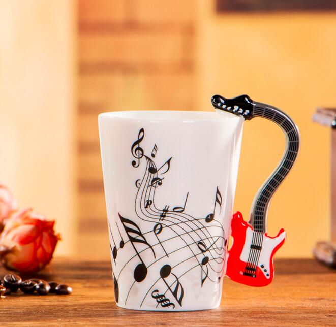 Ceramic Cup Music Creative Water Cup Musical Note Mug Gift Coffee Cup Musical Instrument Handle