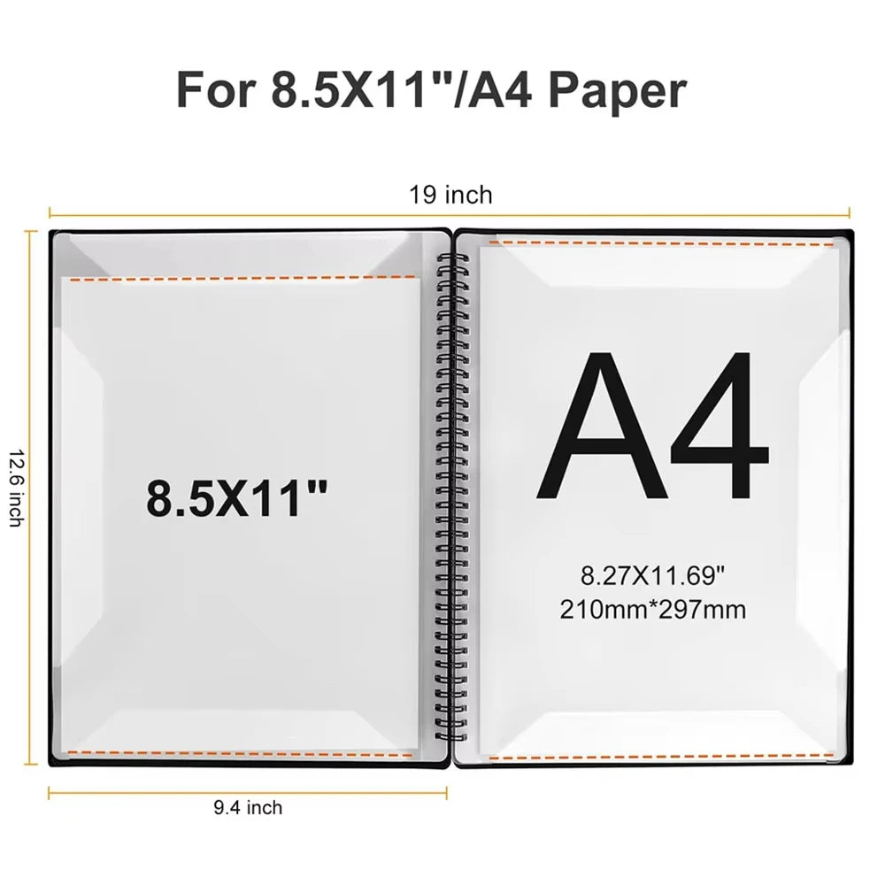 Sheet Music Folder, 40/60 Pages, Sheet Music/Holder, Fits Letter Size A4, Writable & Detachable, Waterproof Sheet Music Organizer for Musicians Students (Black)