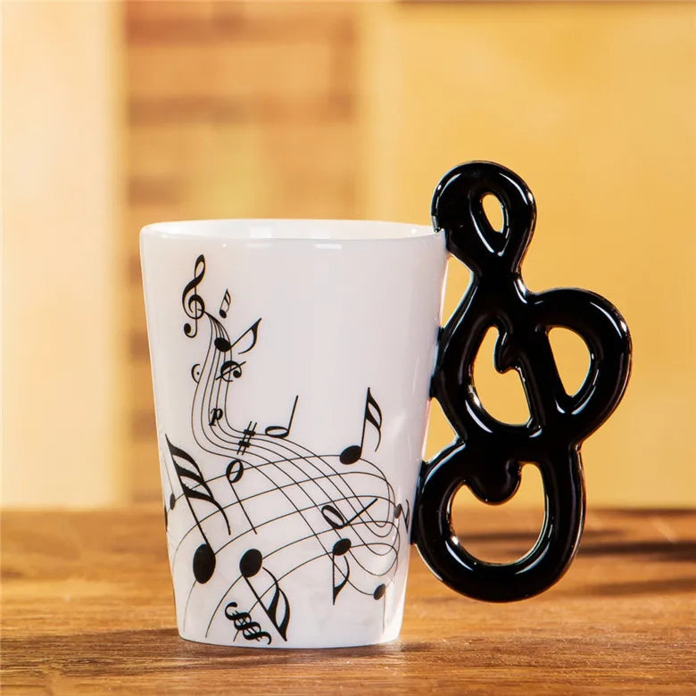 Ceramic Cup Music Creative Water Cup Musical Note Mug Gift Coffee Cup Musical Instrument Handle