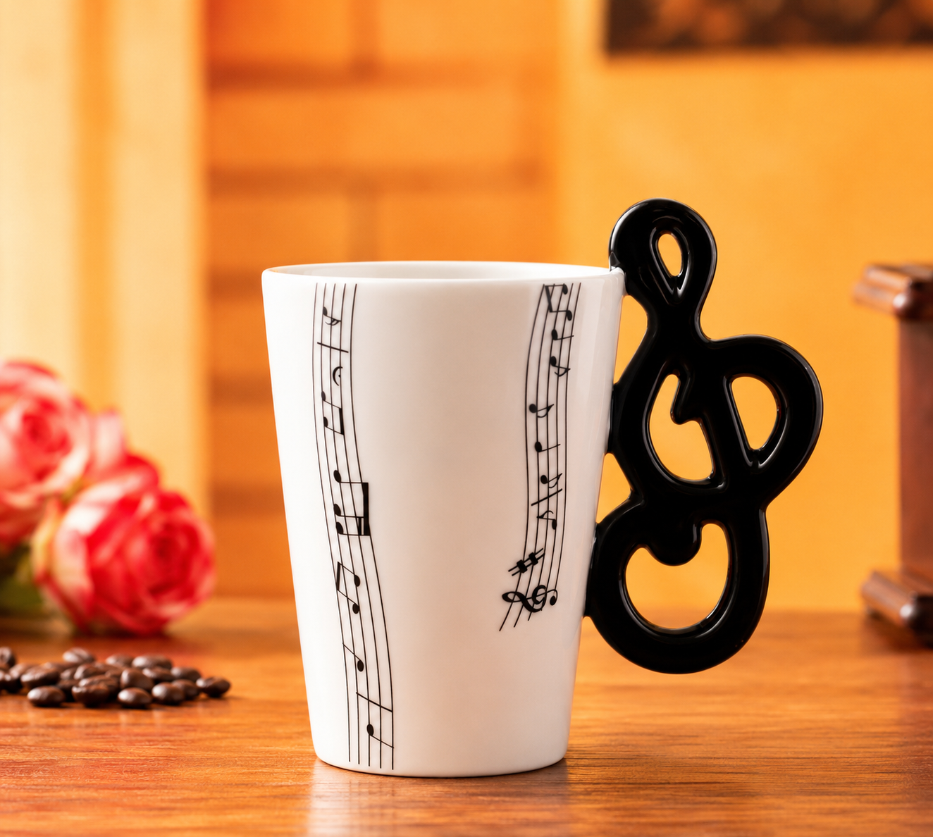 Ceramic Cup Music Creative Water Cup Musical Note Mug Gift Coffee Cup Musical Instrument Handle